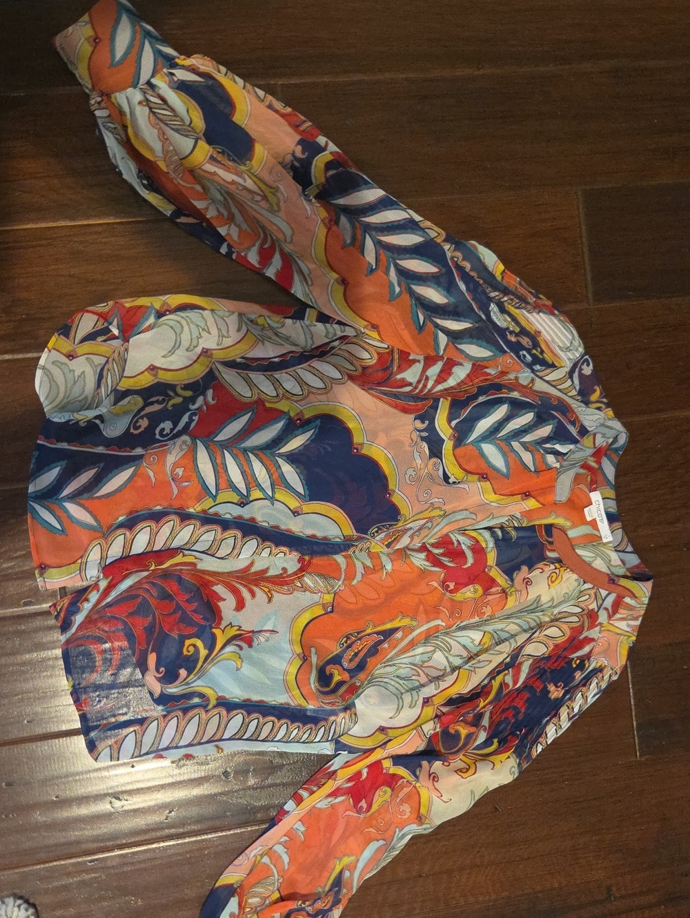 Chico's Multicolor Paisley Print Blouse - Orange, Navy, Red, Cream